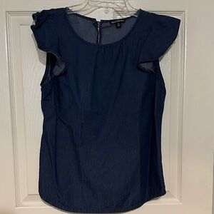 J. Crew Factory Dark Blue Blouse with Cap Sleeves